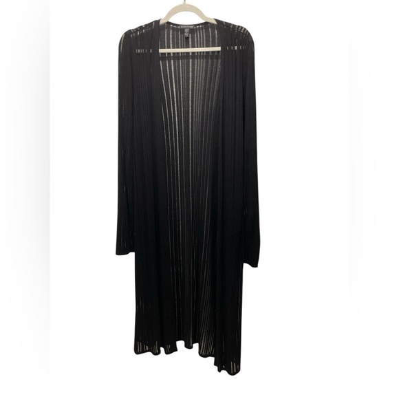 Eileen Fisher Black linear sleek tencel  Cardigan size M - Picture 1 of 3